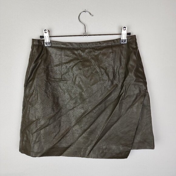 Forever21 Exclusive Faux Leather Olive Skirt S - Picture 1 of 4